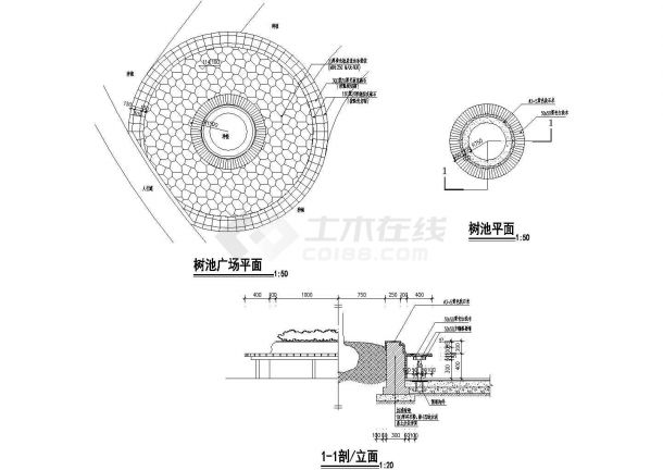 某地树池广场布置CAD图纸-图二