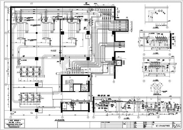燃气溴化锂冷水机房设计cad施工图-图二