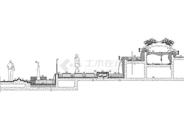 人造石水景CAD剖面详图-图二