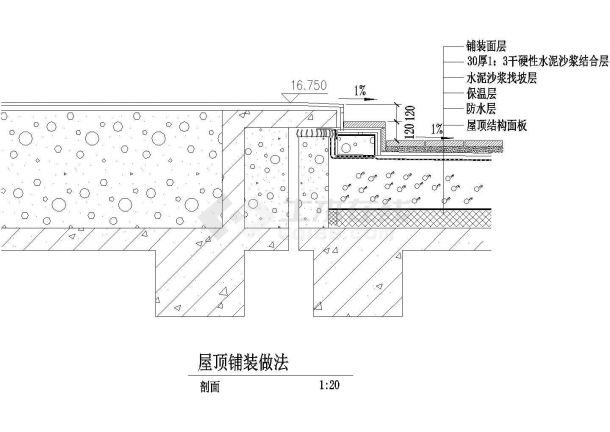 某地居民楼屋顶建筑铺装cad图-图一