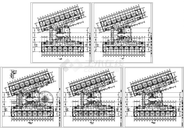 保定市第一中心医院设计建筑施工cad图纸，共五张-图一