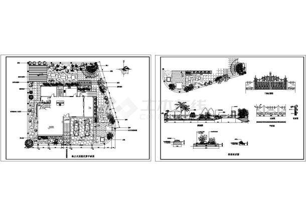 某独立式别墅景观设计CAD施工图-图一