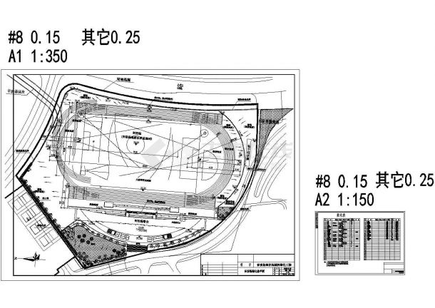 广州大学体育场田径场园林绿化工程设计图纸-图一