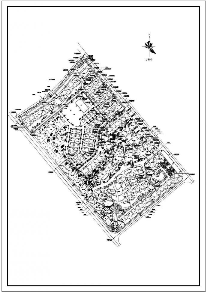 长方形地块住宅区规划图1张设计_图1