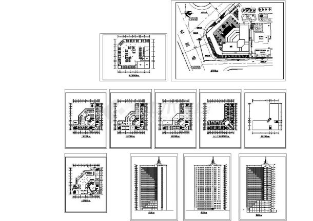 高层宾馆综合楼设计建筑施工cad图纸（含地下一层，共十一张）-图一