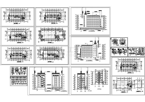 某县城7层宾馆商住一体楼建筑设计CAD施工图-图一
