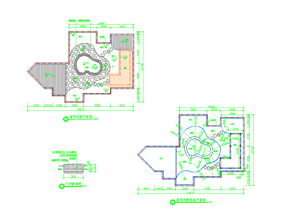 某地屋顶花园施工图CAD图纸