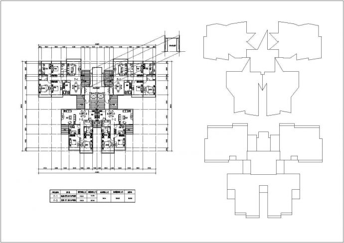 二梯四户高层住宅户型设计CAD图_图1