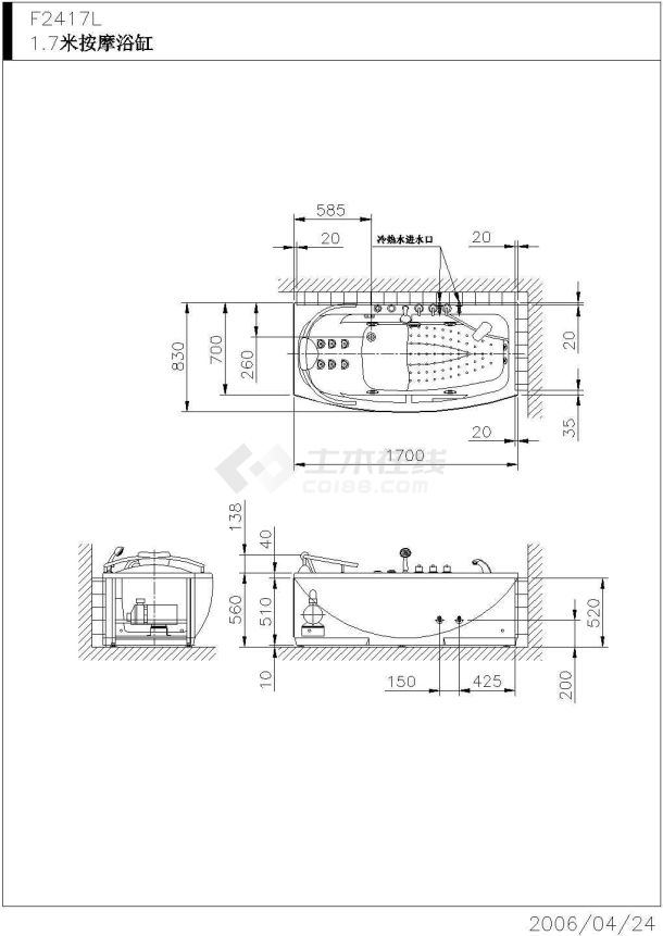 多种按摩浴缸详细安装步骤CAD参考图-图二