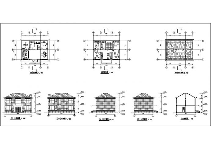 某二层民居住宅建筑设计方案【平立剖】cad施工图设计_图1