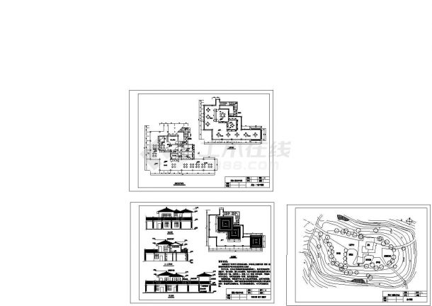 某二层山颠茶室设计cad全套建筑图（含设计说明）-图一