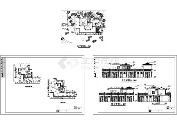 某二层茶室设计cad建筑图（标注详细）-图一