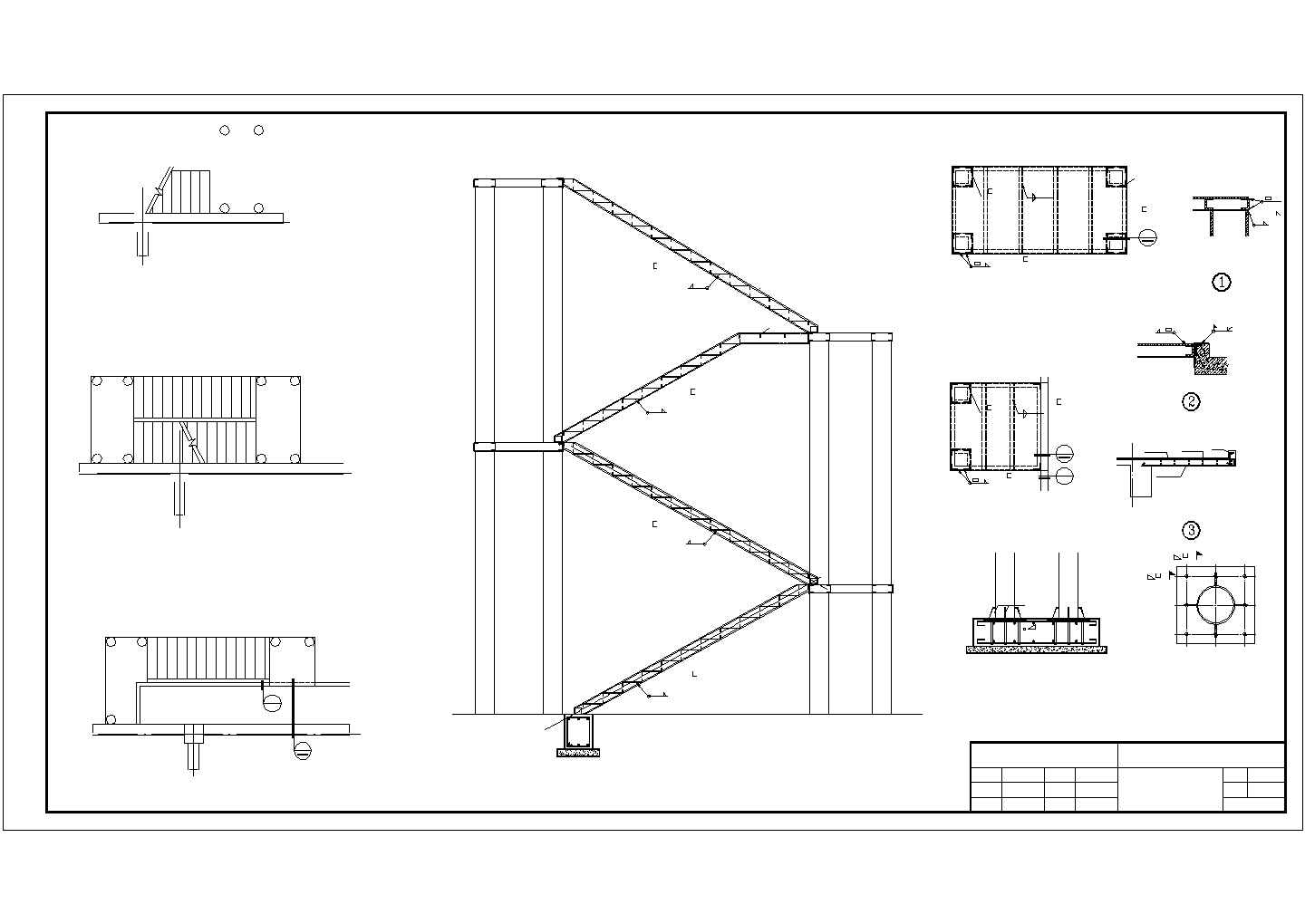 商业楼新增室外钢楼梯节点构造CAD详图