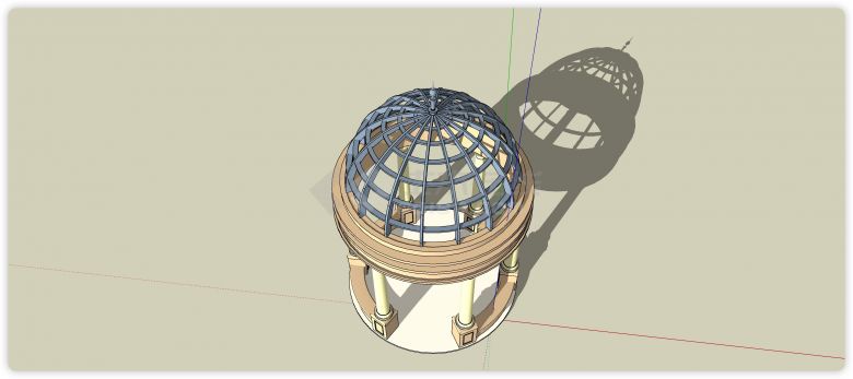 钢筋结构半球体圆顶景观亭su模型-图二