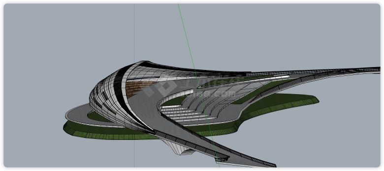 弧形半兜阶梯造型景观桥su模型-图二