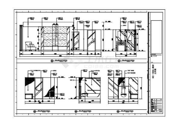 某高级酒店双人房建筑设计图-图一