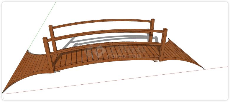 小坡度拱形高围栏木桥su模型-图二