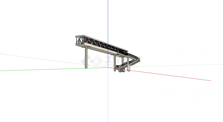 折叠楼梯浅色景观桥su模型-图二