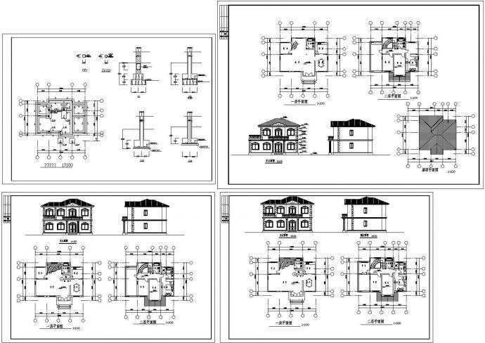 10套欧式风格别墅建筑施工cad图纸（含设计说明）_图1