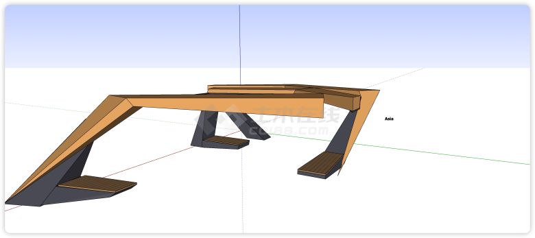 艺术造型设计钢结构廊架su模型-图二