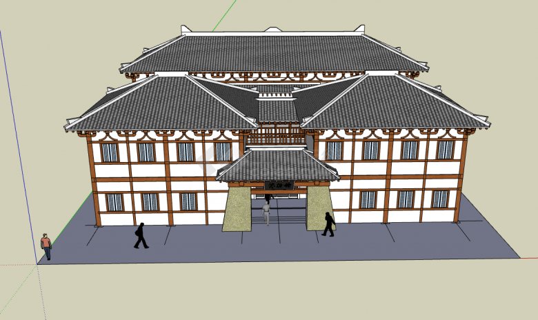 中式古典简约博物馆设计su模型-图二