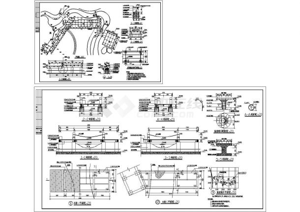 木栈道.观景桥全套施工cad图-图一