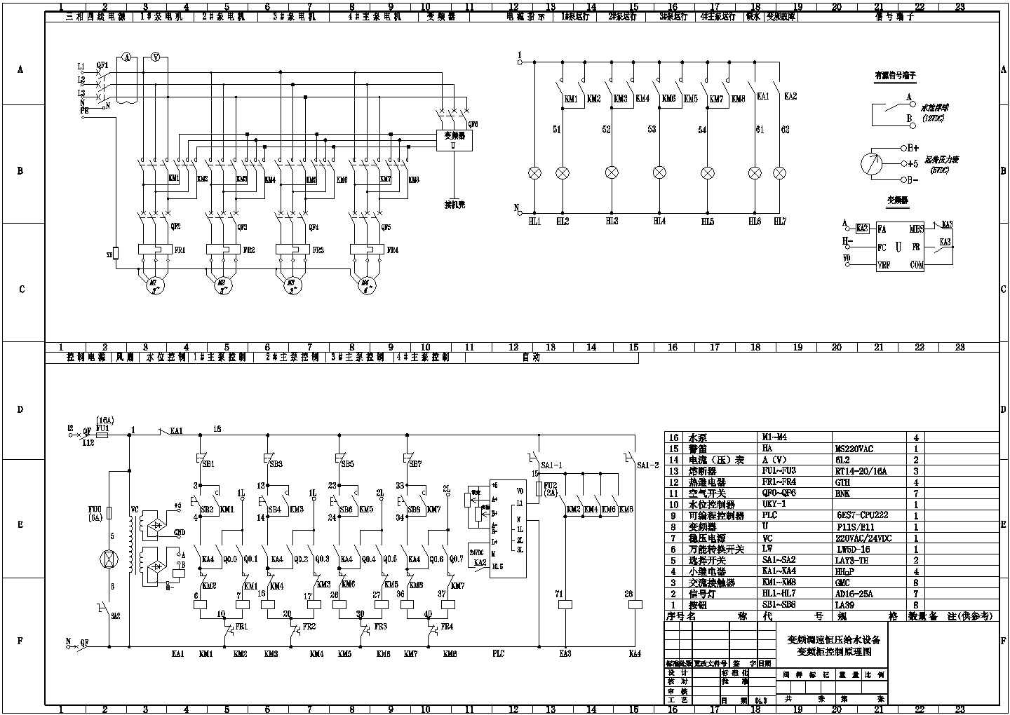 帶自動控制的電氣設備控制原理圖cad圖紙
