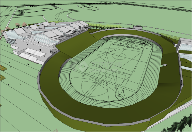 现代大型文化中心体育中心su模型-图一