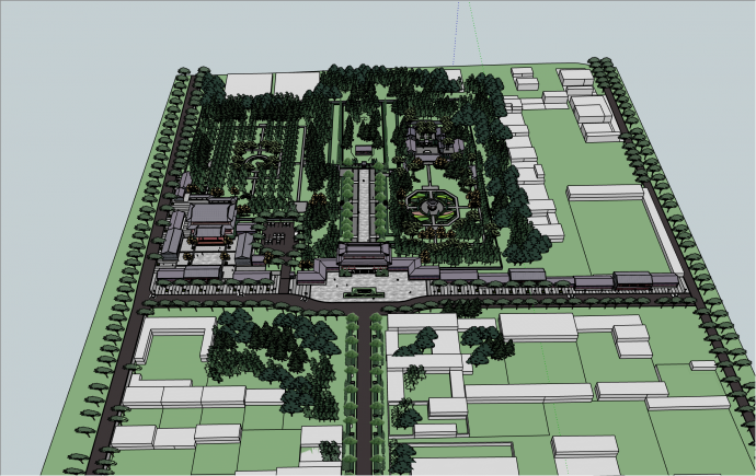 大规模仿古中式纪念馆设计su模型_图1