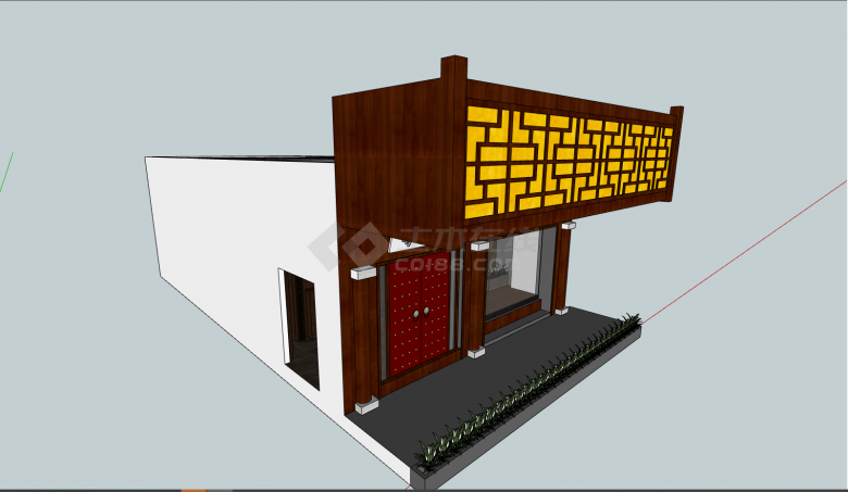 小型中式古典茶馆室内设计su模型-图二