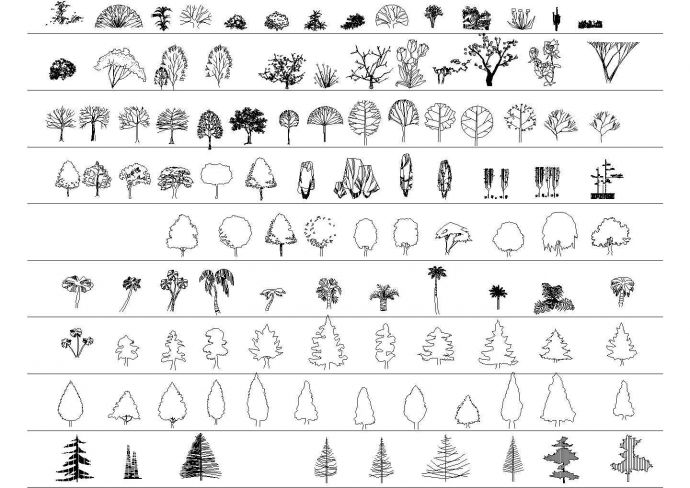 某园林设计树木cad立面素材图块_图1
