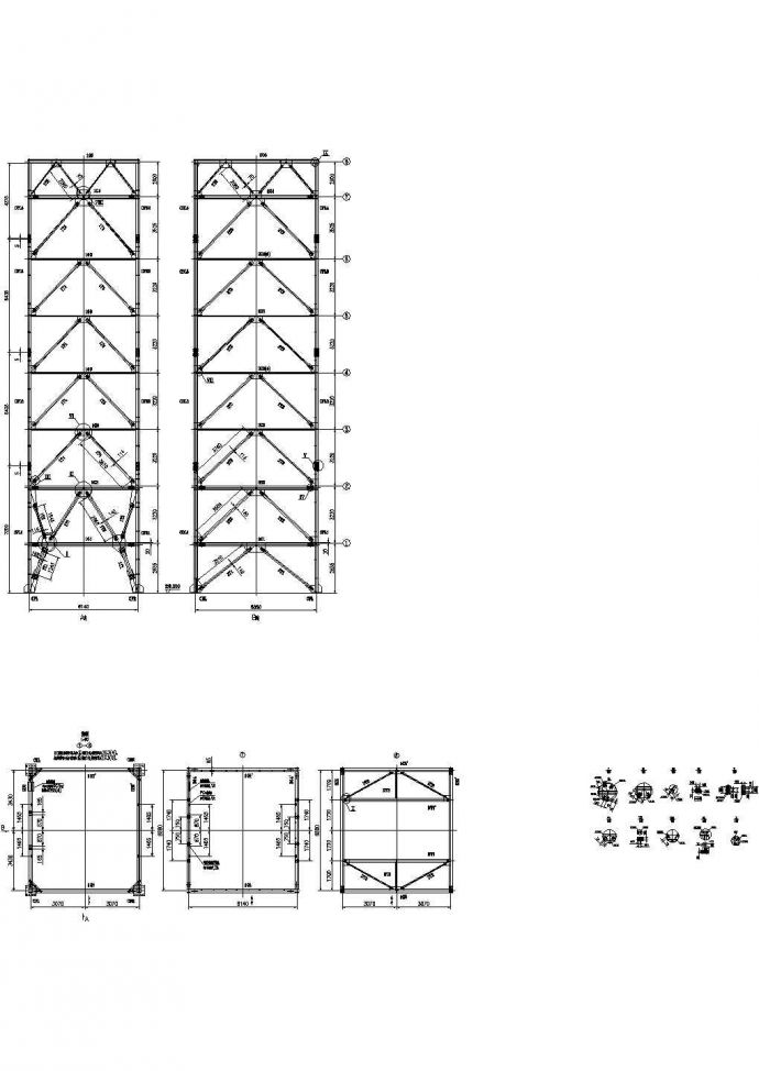 杭州某立体车库钢结构外框架及节点构造详图CAD施工图设计_图1