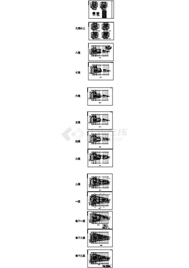  -3+29层办公写字楼建筑设计cad施工图-图一