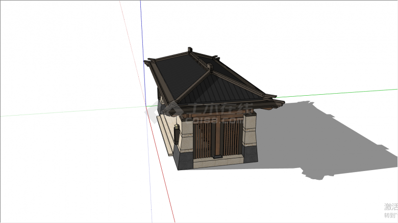 别墅用中式造型入口su模型-图二