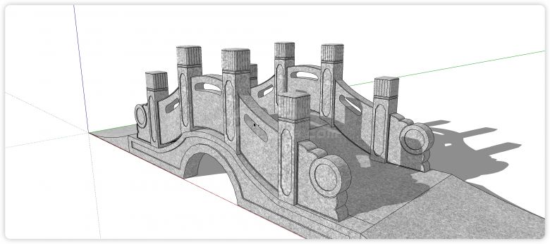 石质单孔拱桥中式桥su模型-图二