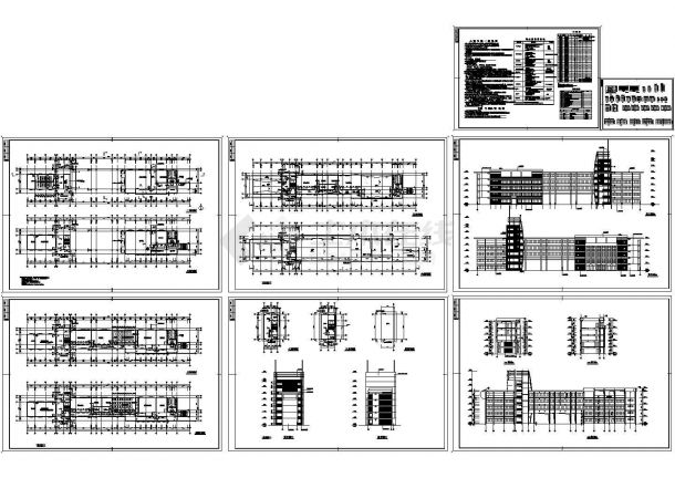 五层中学图书馆建筑图（dwg格式）-图一