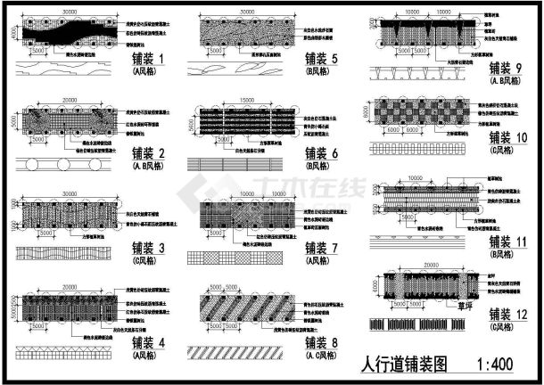 12种-人行道铺装设计施工详图-图一