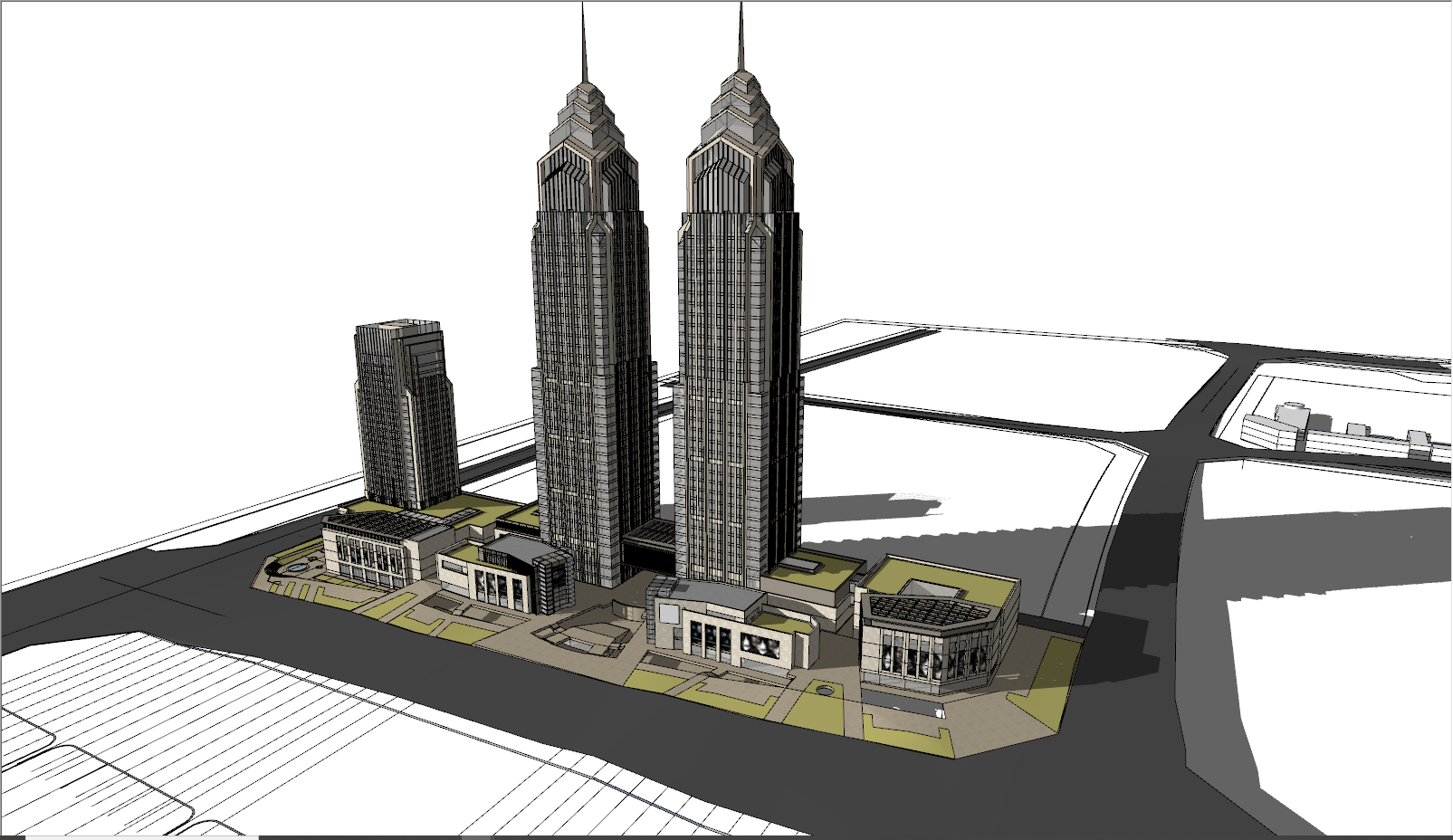 现代超高层建筑办公楼su模型-图二