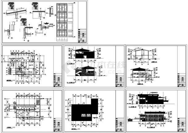 长22.5米 宽18米 2层木屋茶室建筑施工图-图一