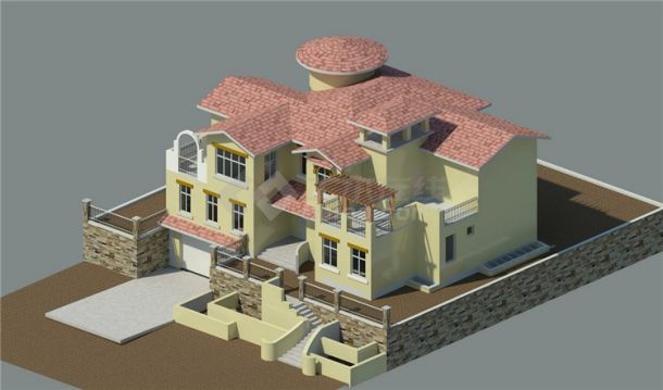 某三层别墅项目revit模型下载-图一