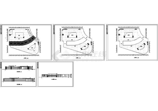 3层商业步行街商场建筑初步设计施工cad图纸，共五张-图一