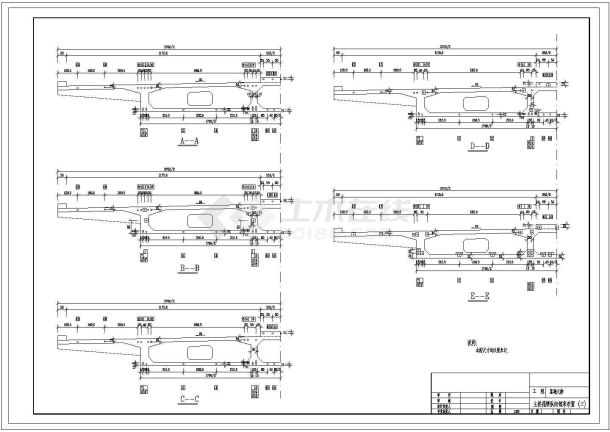 某五跨连续预应力混凝土中承式单肋钢管砼无推力拱CAD节点详图-图一