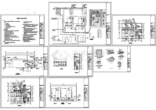 集中供热热水锅炉设计cad施工图纸-图一