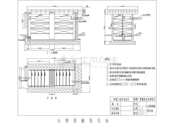 UASB反应池、生物接触氧化池、沉淀池CAD详图设计（甲级设计院设计）-图一