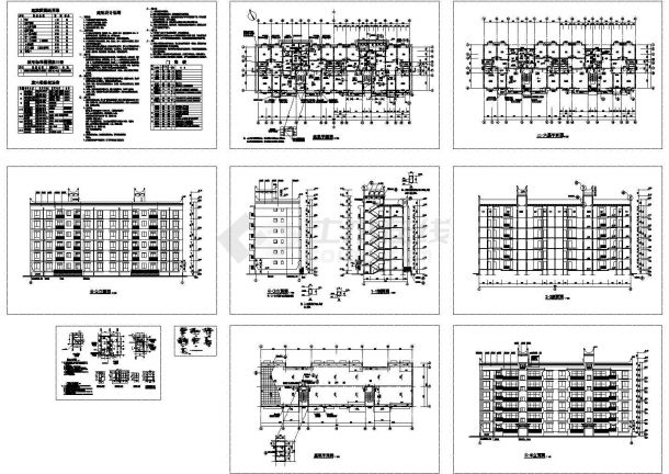某六层砖混住宅结构CAD施工图（标注比较详细）-图一