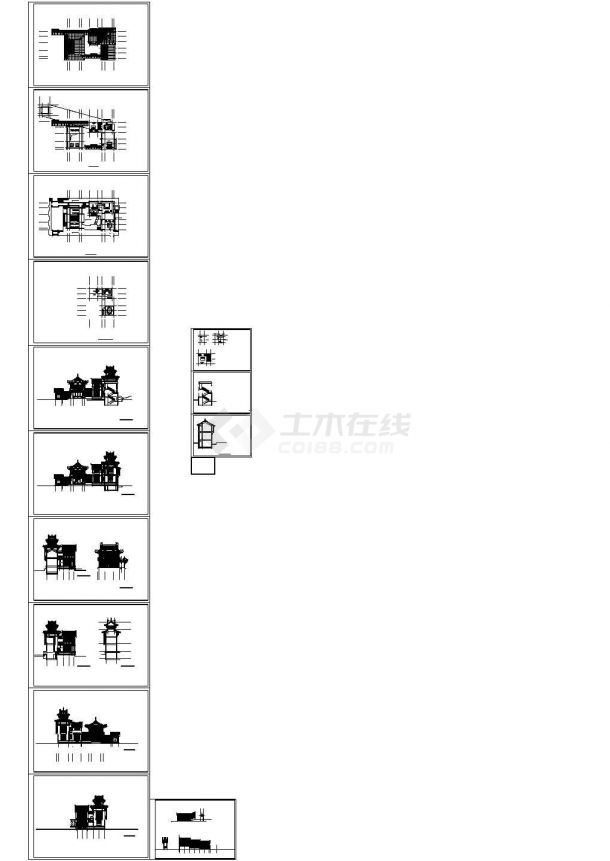 某仿古结构全套建筑图下载-图一