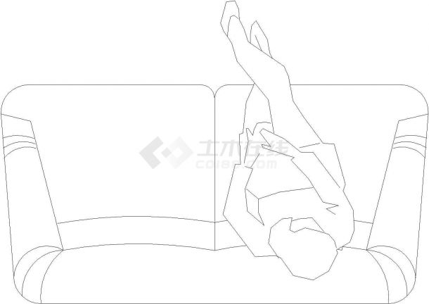 精品CAD图库-单体沙发平面-图二