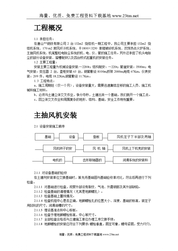 唐山某钢铁公司烧结机安装工程施工组织 设计-图二