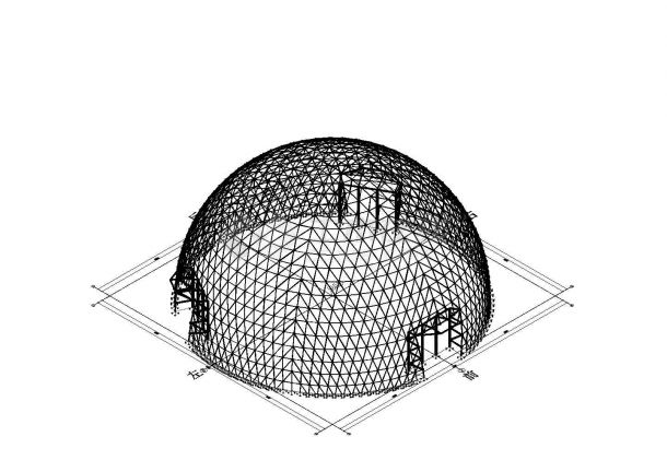 某高烈度区直径44米单球面单层网壳结构（植物大棚）施工图-图二
