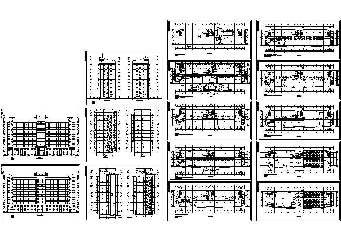  -1+9+1机房层生物公司厂区办公楼建筑设计cad施工图